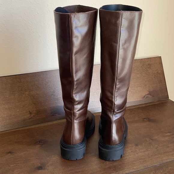 Zara Iconic Lug Heel Knee High Leather Boots Sz. 8 - Picture 13 of 16